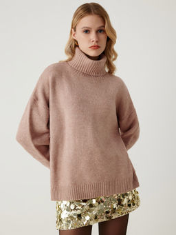 Cider - High Neck Knitted Long Sleeve Sweater