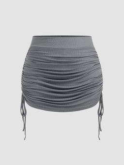 Cider - Ruched Drawstring Mini Skort Curve & Plus