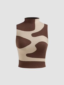 Cider - Knitted Zebra Stripe Sleeveless Crop Top