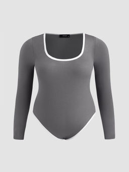 Cider - U-Neckline Solid Bodysuit Curve & Plus