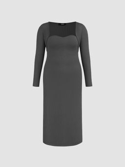 Cider - Solid Rib Tube Maxi Dress & Shrug Curve & Plus