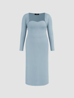 Cider - Solid Rib Tube Maxi Dress & Shrug Curve & Plus