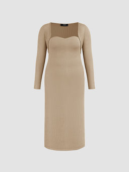 Cider - Solid Rib Tube Maxi Dress & Shrug Curve & Plus