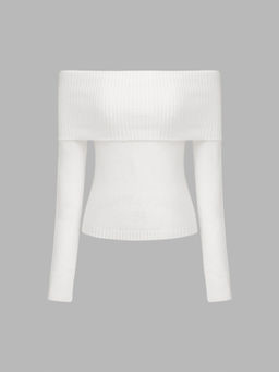 Cider - Off-Shoulder Knitted Long Sleeve Top