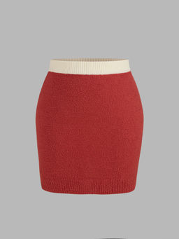 Cider - Middle Waist Contrasting Binding Mini Skirt Curve & Plus