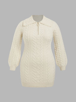 Cider - Knit Polo Rib Zipper Mini Dress Curve & Plus