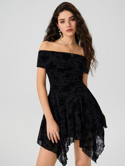 Cider - Jacquard Off-Shoulder Floral Mini Dress ()