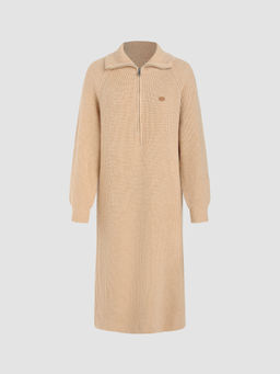 Cider - Collar Zipper Knitted Midi Dress