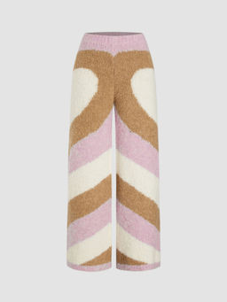 Cider - Wool-Blend Mid Waist Graphic Stripe Wide Leg Trousers