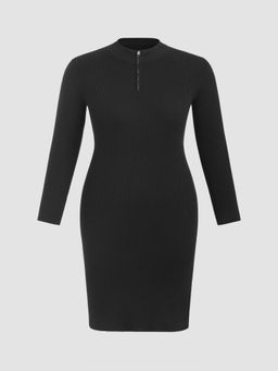 Cider - Knit High Neck Zipper Midi Dress Curve & Plus
