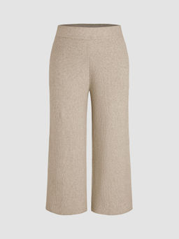 Cider - Wool-Blend Knitted Mid Waist Wide Leg Trousers Curve & Plus
