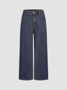 Cider - High Waist Floral Crochet Wide Leg Jeans