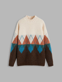 Cider - Wool-Blend Argyle Pattern Sweater