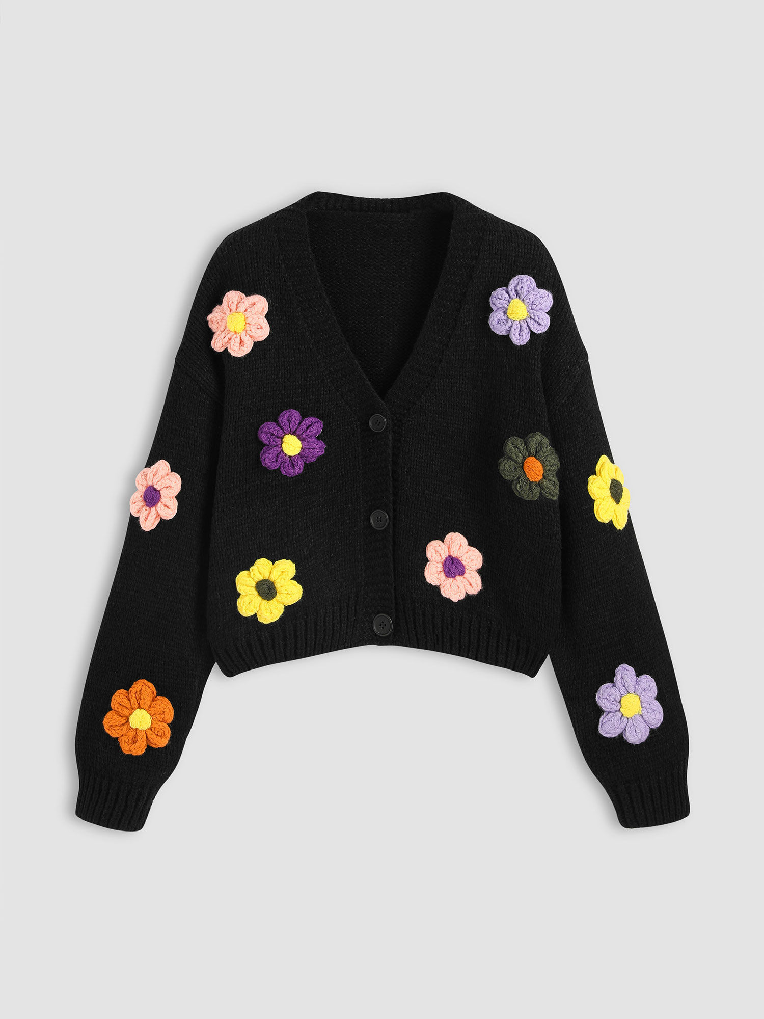 cider V-Neck Button Flower Cardigan-picture-33
