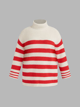 Cider - Knit High Neck Striped Long Sleeve Top Curve & Plus