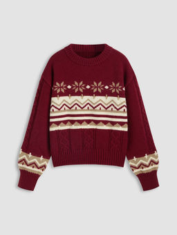 Cider - Round Neck Stripe Knitted Long Sleeve Top