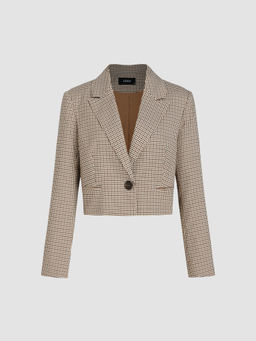 Cider - Collar Check Pocket Crop Blazer