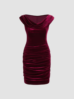 Cider - Velvet Off-Shoulder Solid Ruched Mini Dress ()