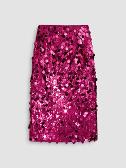Cider - Sequin Mid Waist Split Midi Skirt