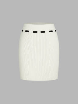 Cider - Knit Middle Waist Contrasting Binding Mini Skirt