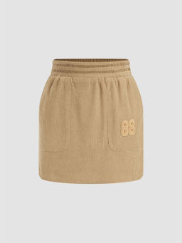 Cider - Corduroy Elastic Waist Pocket Mini Skirt