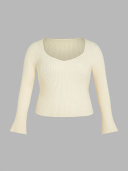 Cider - Square Neck Knitted Long Sleeve Top Curve & Plus