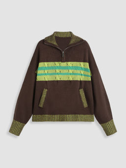 Cider - Polo Stripe Pocket Knitted Long Sleeve Top