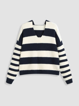 Cider - Hooded Stripe Knitted Long Sleeve Top