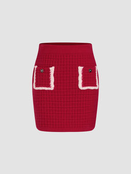 Cider - Knit Contrasting Trim Mini Skirt