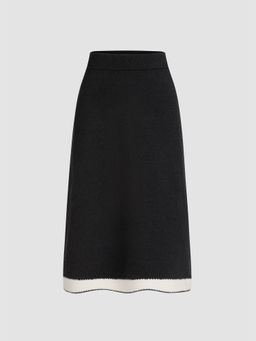 Cider - Contrasting Binding Knitted Maxi Skirt