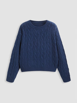 Cider - Round Neck Cable Knit Sweater Curve & Plus
