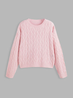 Cider - Round Neck Cable Knit Sweater Curve & Plus