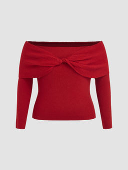 Cider - Twist Off-Shoulder Knitted Top Curve & Plus