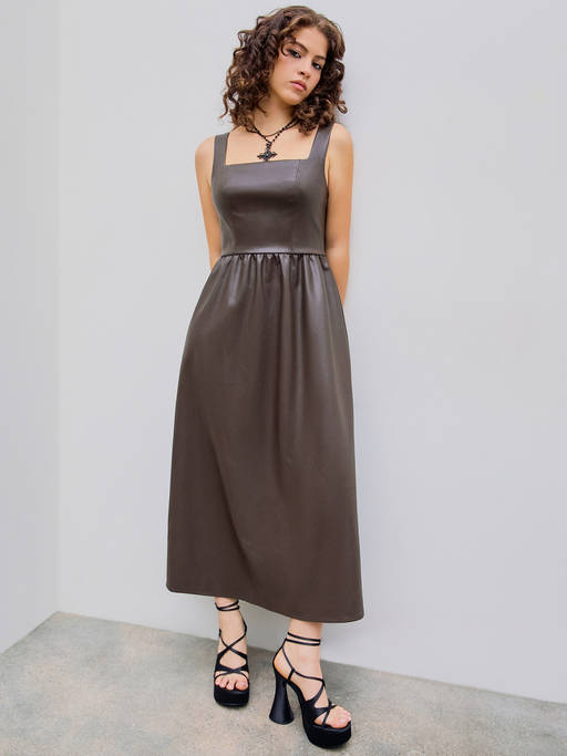 cider leather dress Buy Faux Square Neck Solid Ruffle Maxi (S) Online formal ankle boots