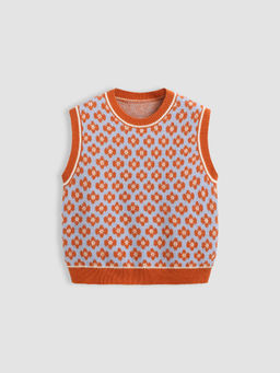 Cider - Geometric Contrasting Binding Knitted Crop Vest