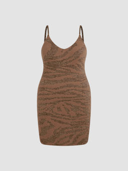 Cider - Sweetheart Zebra Stripe Knitted Mini Dress Curve & Plus