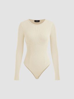 Cider - Rib Round Neckline Solid Bodysuit