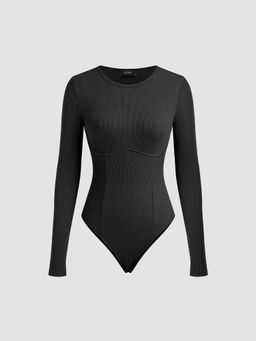 Cider - Rib Round Neckline Solid Bodysuit