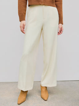 Cider - High Waist Solid Pleated Straight Leg Trousers