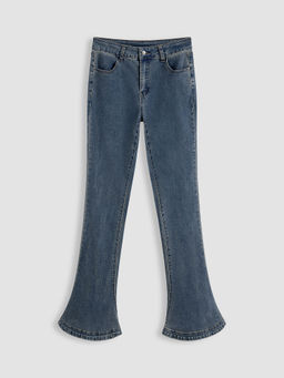 Cider - High Stretch Denim Mid Rise Solid Flared Jeans