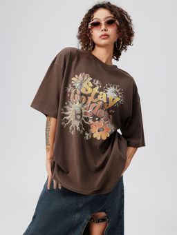 Cider - Stay Golden Terry Round Neckline Graphic Tee