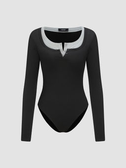 Cider - Square Neck Contrasting Binding Knitted Bodysuit