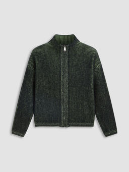 Cider - Stand Collar Solid Zipper Cardigan Curve & Plus