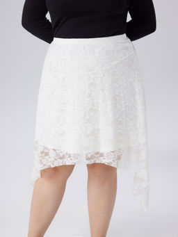 Cider - Lace Middle Waist Floral Asymmetrical Long Skirt Curve & Plus