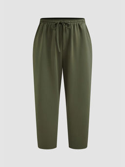 Cider - Elastic Waist Drawstring Pocket Tapered Sweatpants Curve & Plus