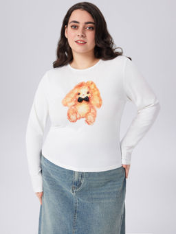 Cider - Round Neck Rabbit Long Sleeve Tee Curve & Plus