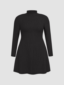 Cider - High Neck Solid Mini Dress Curve & Plus