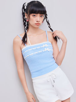 Cider - Knit Bowknot Crop Cami Top