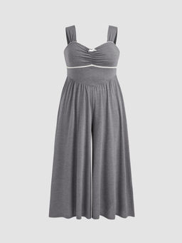 Cider - Sweetheart Corset Ruffle Wide Leg Jumpsuit Curve & Plus