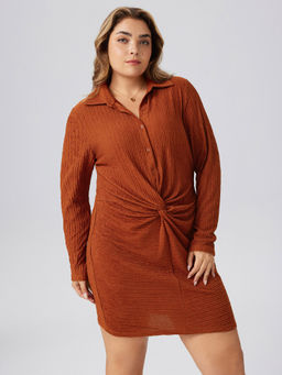 Cider - Jersey Polo Ruched Short Dress Curve & Plus